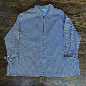 Jane &Delancey Button Down Black White striped 3X